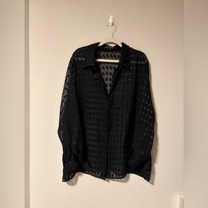 Elementz Vintage Style Black Checkered Blouse 2X